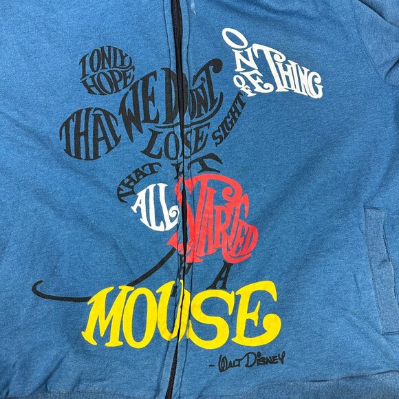 Disney Store 2XL Mickey Mouse Blue Full Zip Hoodie Graphic Typography - Picture 8 of 9